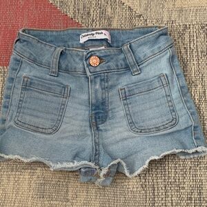 Kids Celebrity Pink Light Blue Frayed Jean Shorts